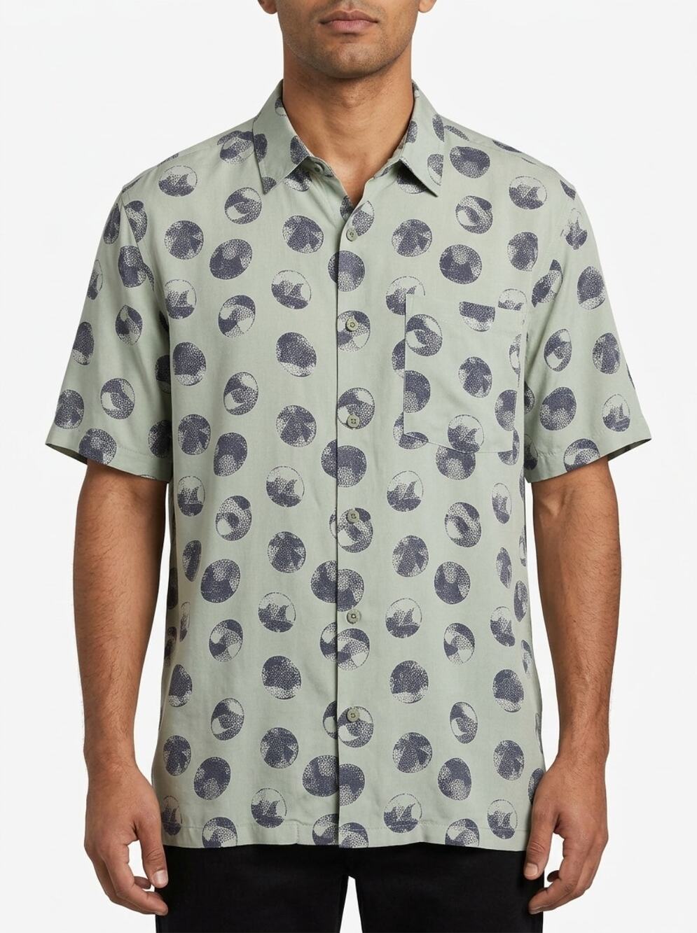 Summa Silk 100% Silk Geometric Breathable Button-Up Shirt Men Size M